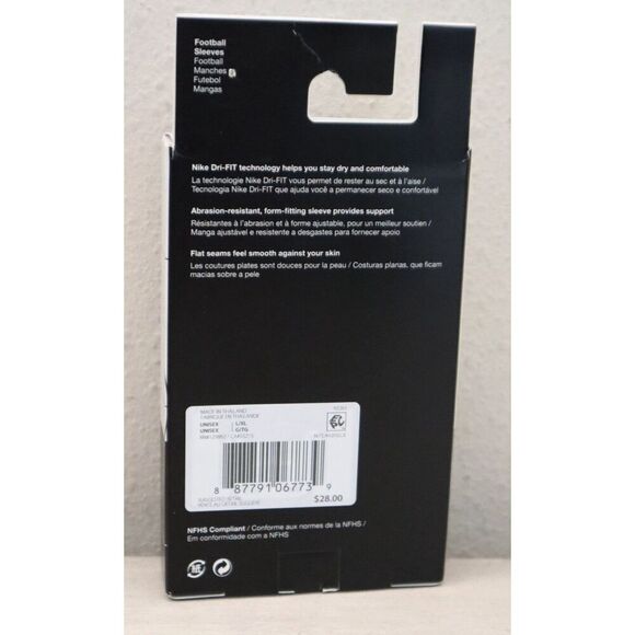 Nike Pro Unisex Sz L/XL Black/White Dri-Fit Compression Football Arm Sleeves - Picture 2 of 4